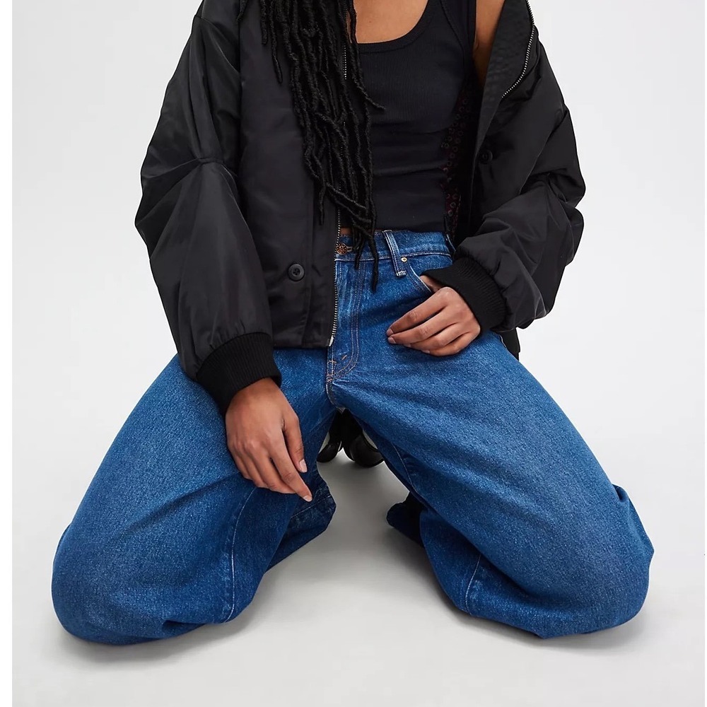 LMOTHER Wide Leg Jeans Baggy NWT Sz 27 Rigatoni Sneak $248 Free People SNACKS - Picture 2 of 12